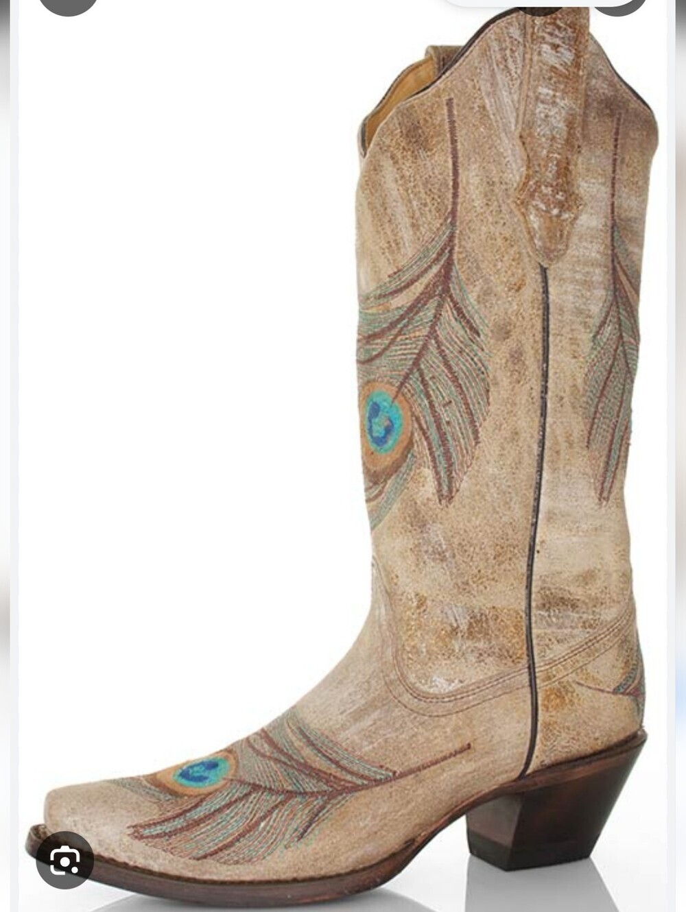 Corral Western Women's Cowboy Boots Vintage Distressed Embroidered Peacock - Picture 10 of 10